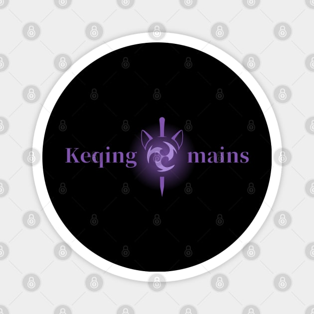 Keqing mains or コクセイメイン (Kokusei main) fan art for who mains Keqing with electro cat sword icon in electro purple english gift set 2 Magnet by FOGSJ